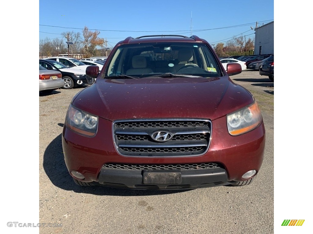 2008 Santa Fe Limited 4WD - Dark Cherry Red / Beige photo #8