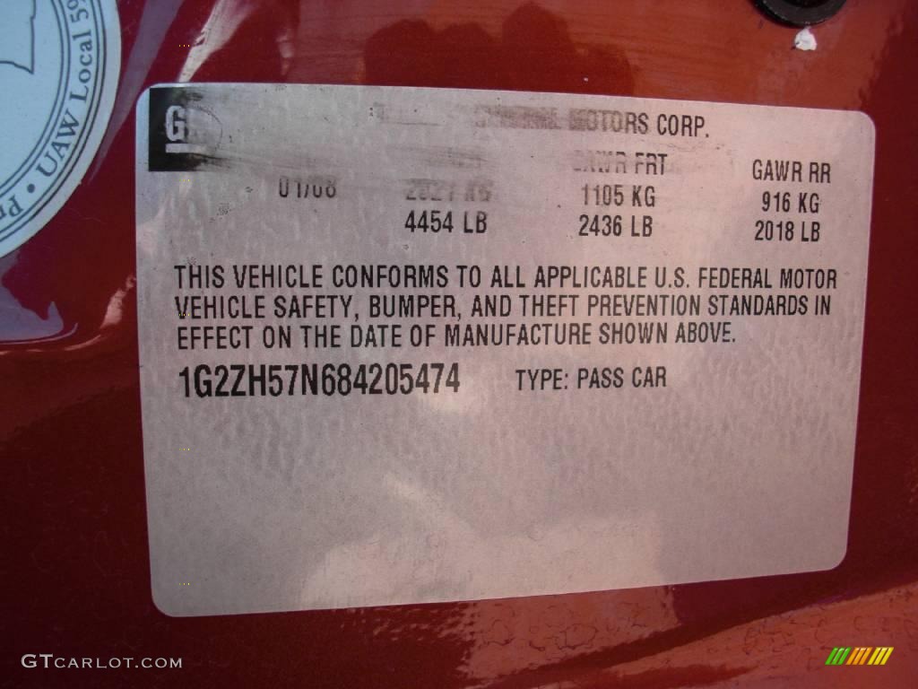 2008 G6 GT Sedan - Performance Red Metallic / Light Taupe photo #10