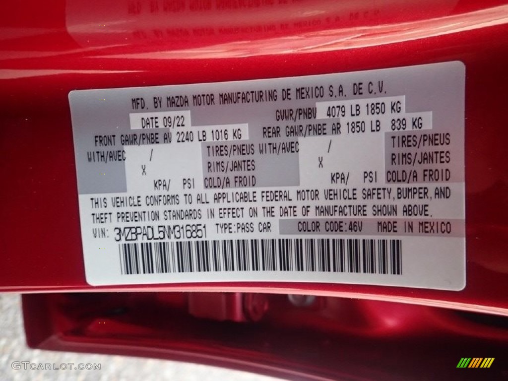 2022 Mazda Mazda3 Premium Sedan Color Code Photos