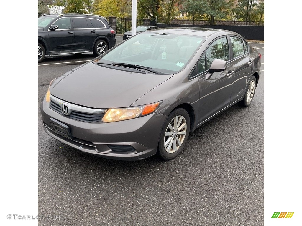 2012 Civic EX Sedan - Urban Titanium Metallic / Beige photo #1