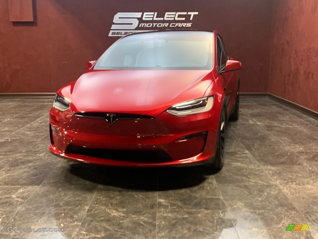 2022 Model X Plaid - Red Multi-Coat / Cream photo #3