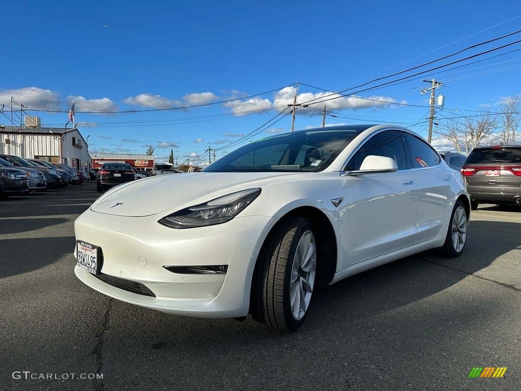 Pearl White Multi-Coat 2019 Tesla Model 3 Long Range Exterior Photo #145276424