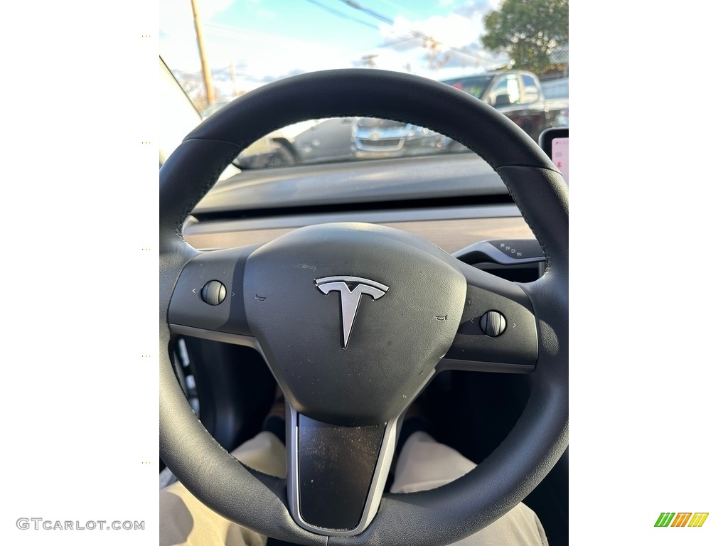 2019 Tesla Model 3 Long Range Black Steering Wheel Photo #145276595