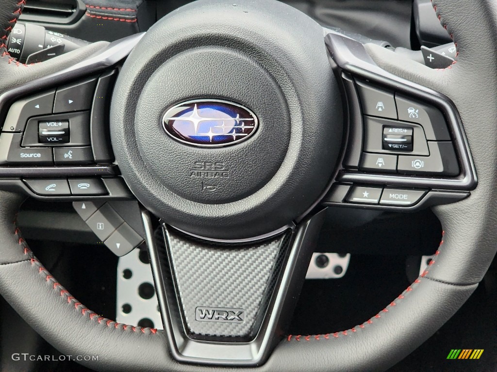 2022 Subaru WRX GT Black Ultrasuede w/Red stitching Steering Wheel Photo #145276991