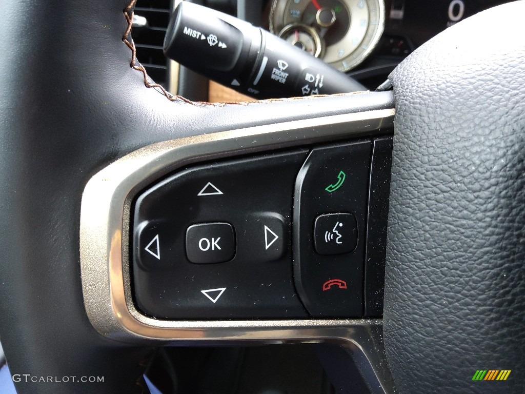 2022 Ram 1500 Limited Longhorn Crew Cab 4x4 Black/New Saddle Steering Wheel Photo #145280852