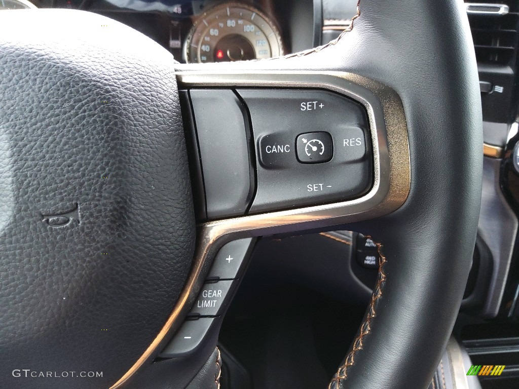 2022 Ram 1500 Limited Longhorn Crew Cab 4x4 Black/New Saddle Steering Wheel Photo #145280861