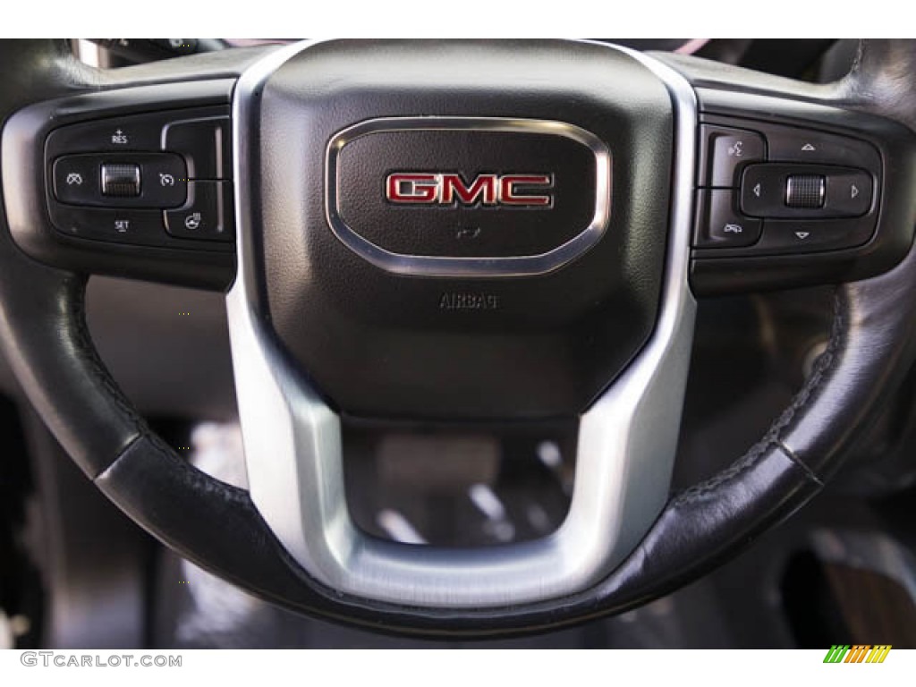 2019 GMC Sierra 1500 SLT Crew Cab 4WD Jet Black Steering Wheel Photo #145282686