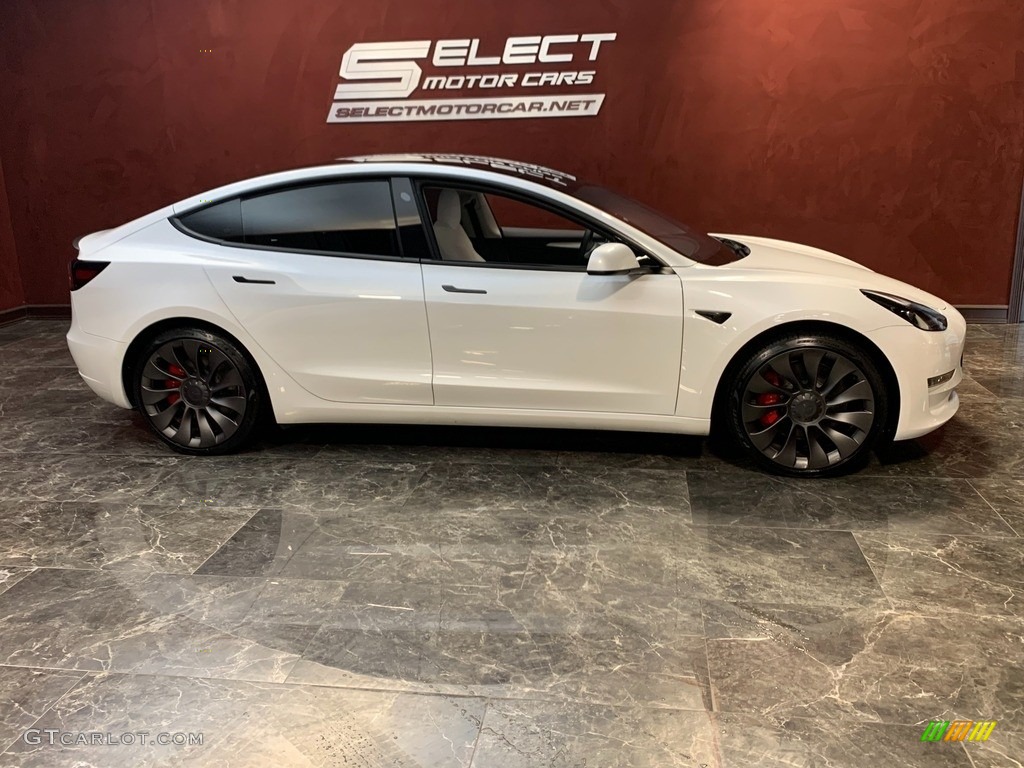 2022 Model 3 Performance AWD - Pearl White Multi-Coat / White photo #3