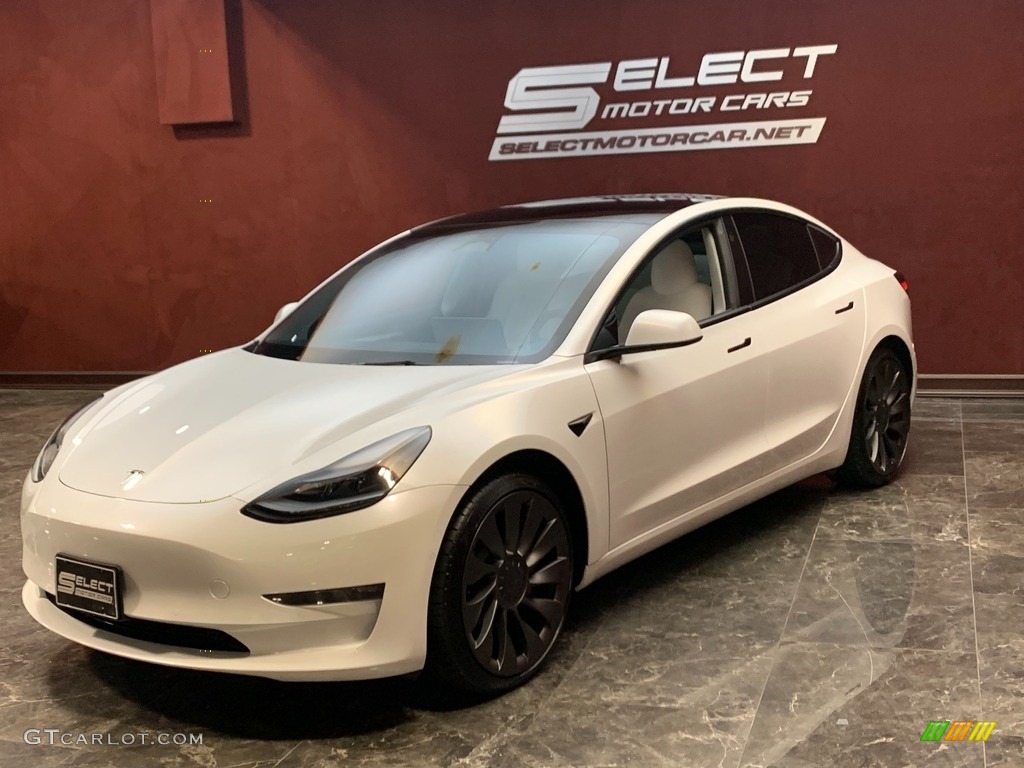 2022 Model 3 Performance AWD - Pearl White Multi-Coat / White photo #4