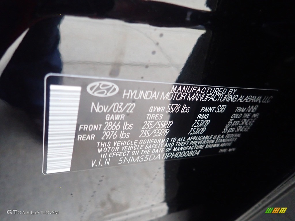 2023 Hyundai Santa Fe Hybrid Limited AWD Color Code Photos