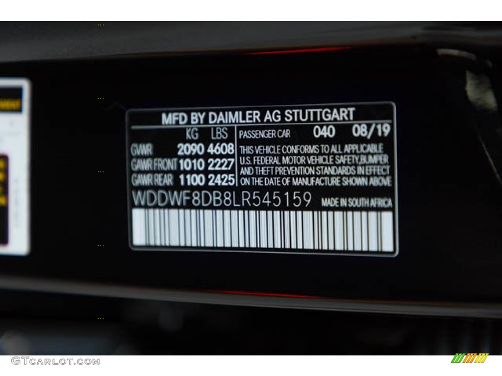 2020 Mercedes-Benz C 300 Sedan Color Code Photos