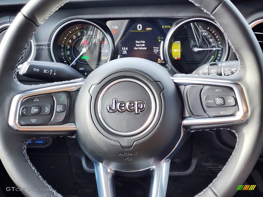 2023 Jeep Wrangler Unlimited Sahara 4XE Hybrid Dark Saddle/Black Steering Wheel Photo #145287351