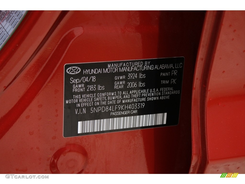 2019 Elantra SEL - Scarlet Red / Gray photo #19