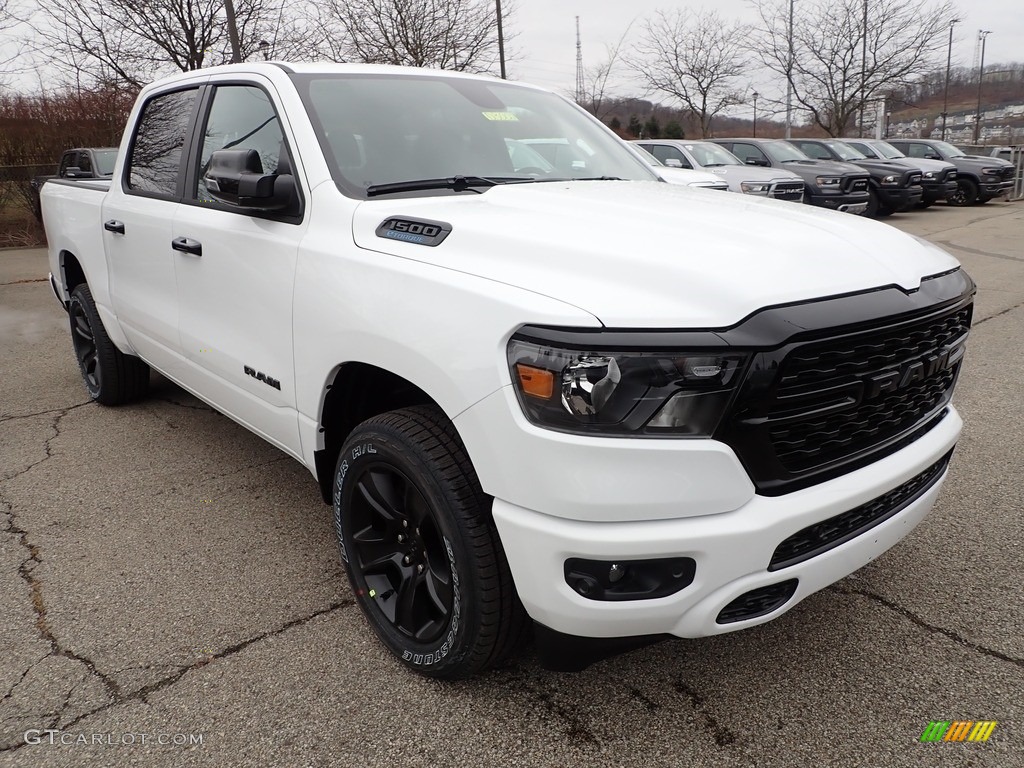 Bright White 2023 Ram 1500 Big Horn Night Edition Crew Cab 4x4 Exterior Photo #145303752