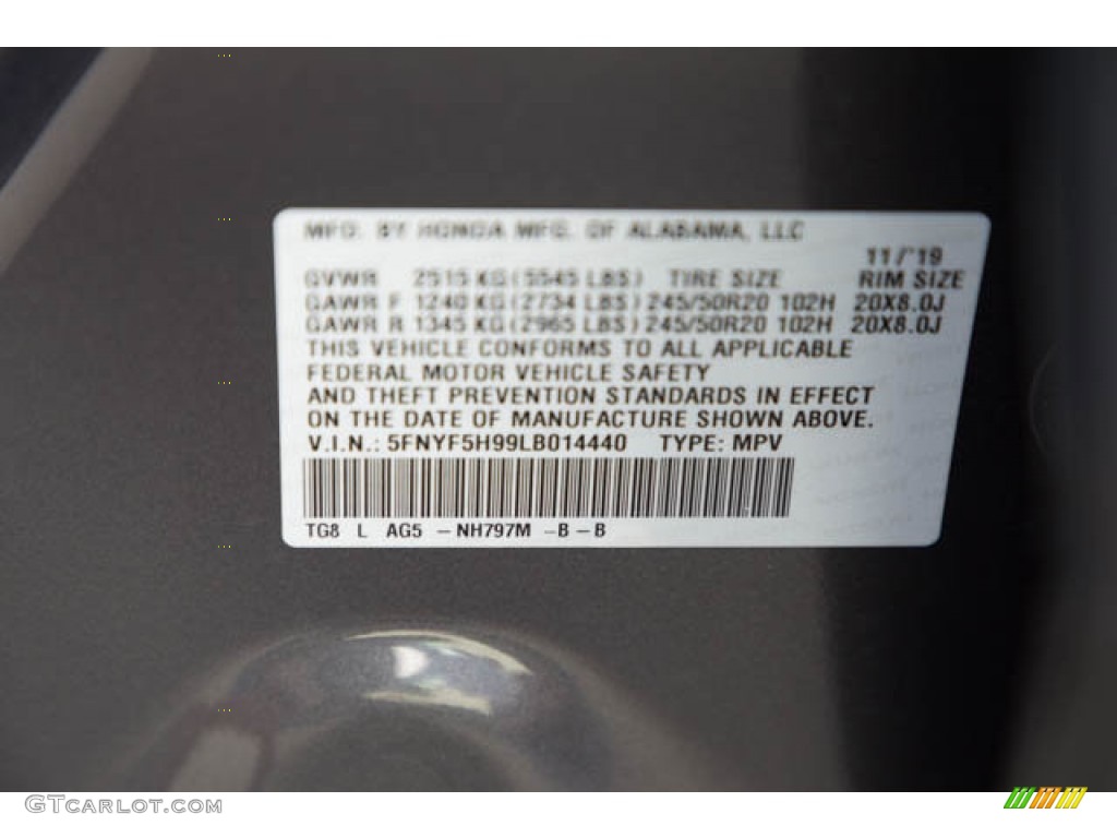 2020 Pilot Touring - Modern Steel Metallic / Black photo #43