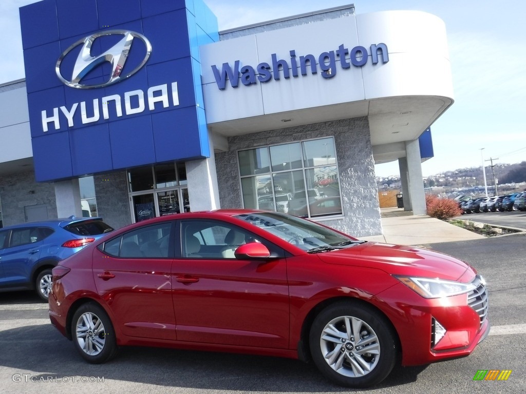 2019 Elantra SEL - Scarlet Red / Beige photo #2