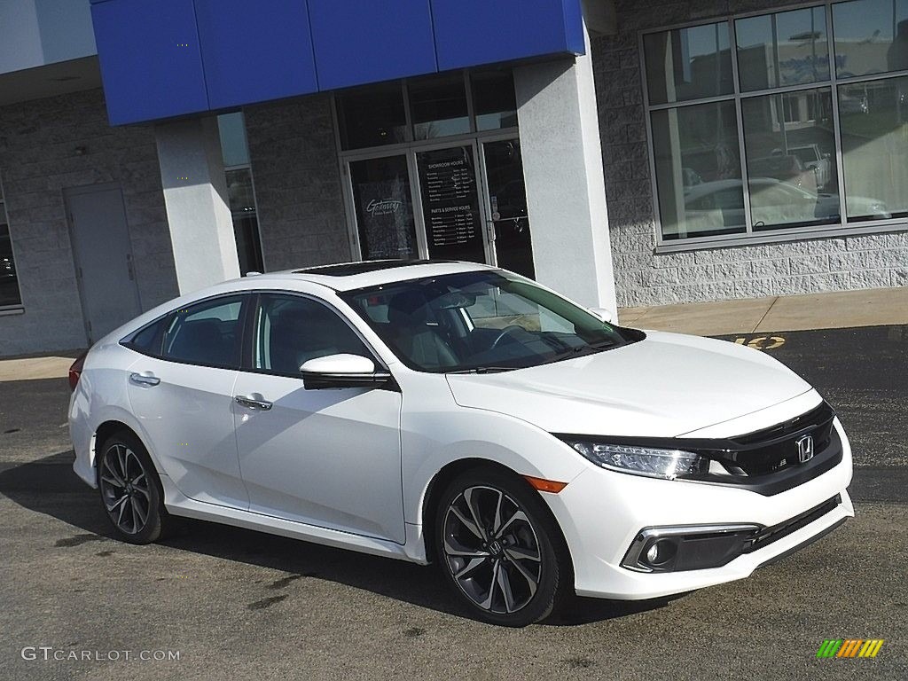 2020 Civic Touring Sedan - Platinum White Pearl / Black photo #1