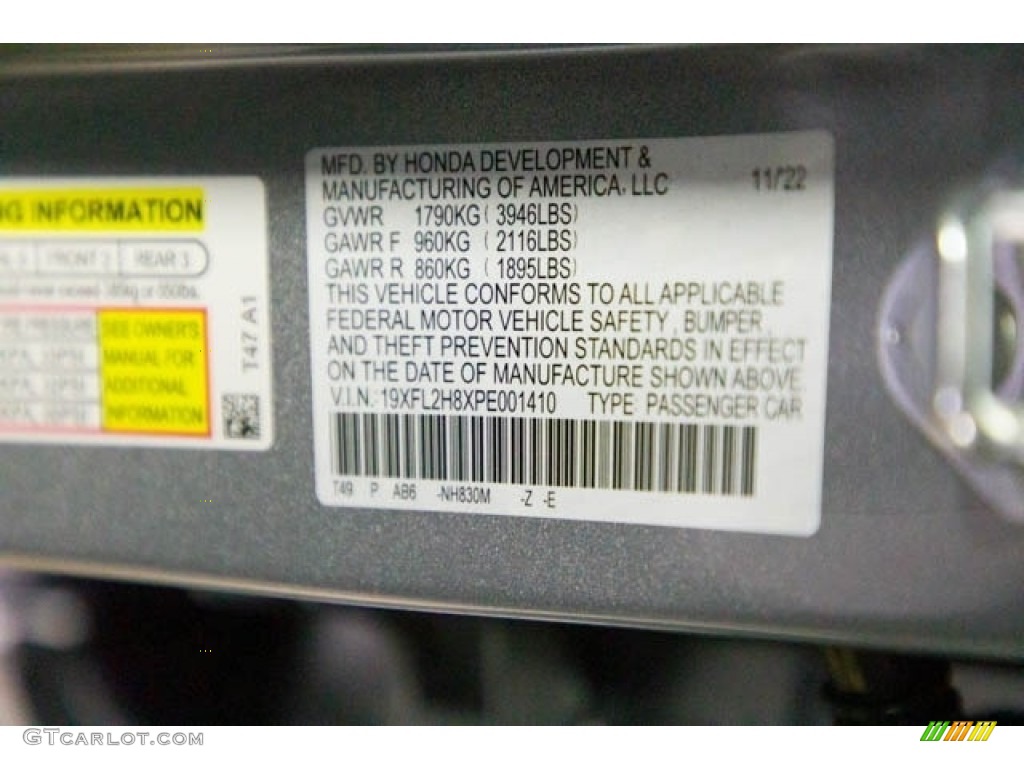 2023 Civic Color Code NH830M for Lunar Silver Metallic Photo #145316943