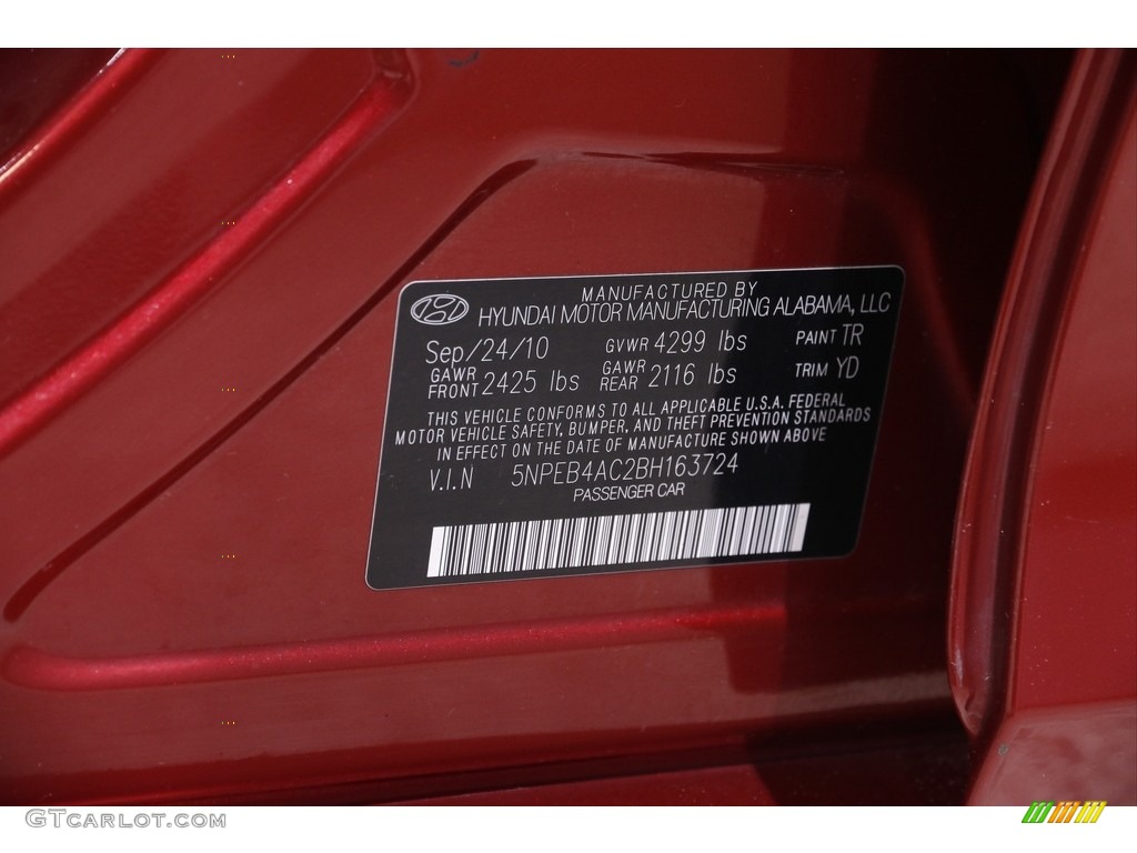 2011 Sonata GLS - Venetian Red / Camel photo #20