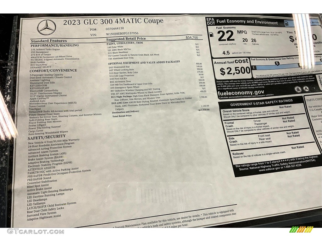 2023 Mercedes-Benz GLC 300 4Matic Coupe Window Sticker Photo #145320343