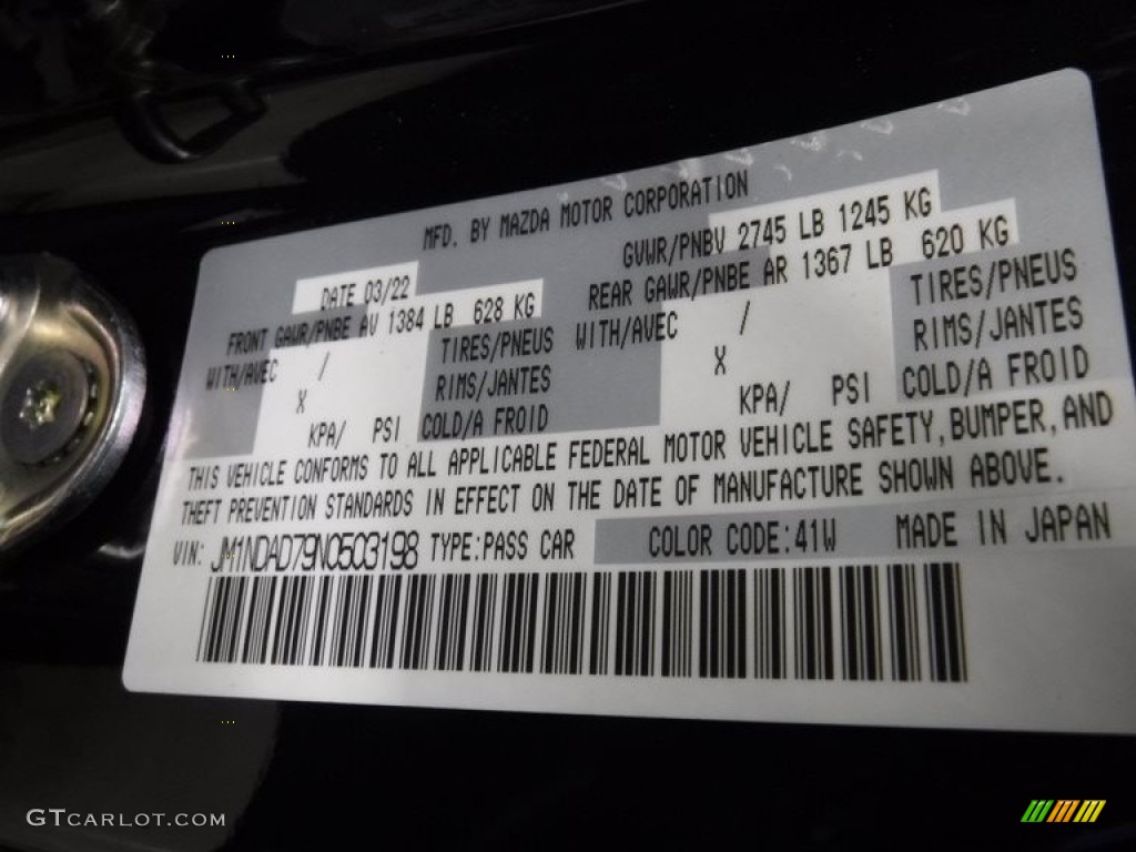 2022 MX-5 Miata Color Code 41W for Jet Black Mica Photo #145325116