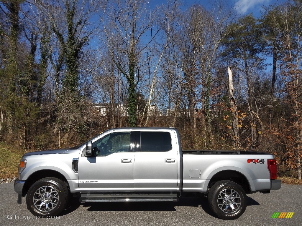 Iconic Silver 2021 Ford F250 Super Duty Lariat Crew Cab 4x4 Exterior Photo #145328713