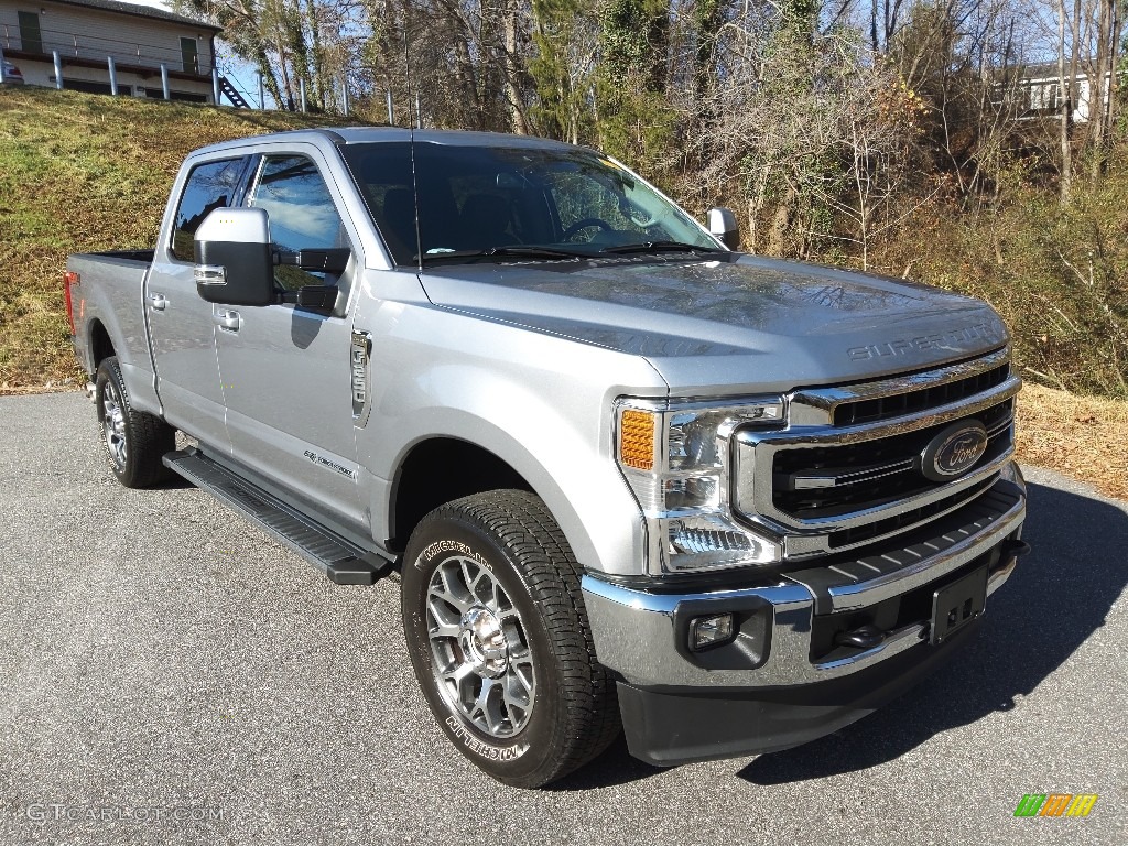 Iconic Silver 2021 Ford F250 Super Duty Lariat Crew Cab 4x4 Exterior Photo #145328785