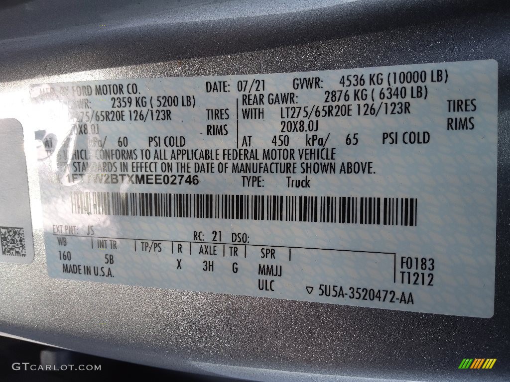 2021 Ford F250 Super Duty Lariat Crew Cab 4x4 Color Code Photos