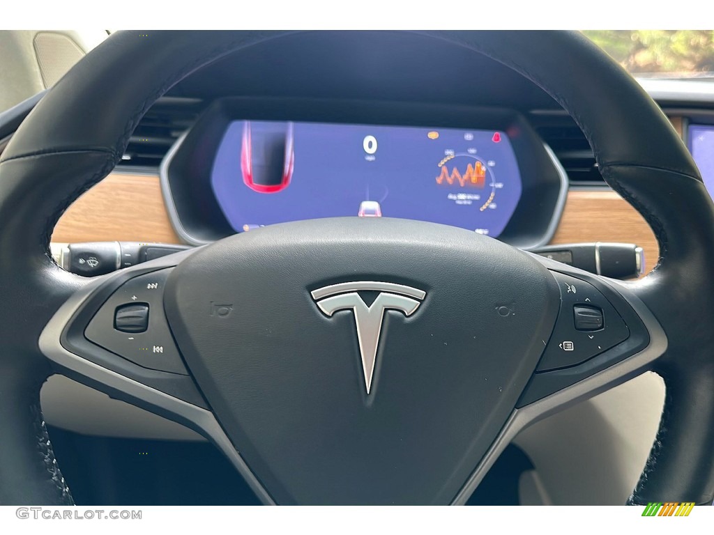 2019 Tesla Model X Standard Range Cream Steering Wheel Photo #145331081
