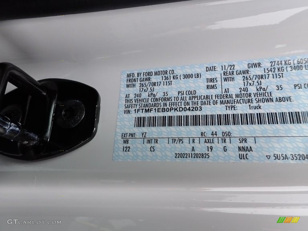 2023 Ford F150 XL Regular Cab 4x4 Color Code Photos