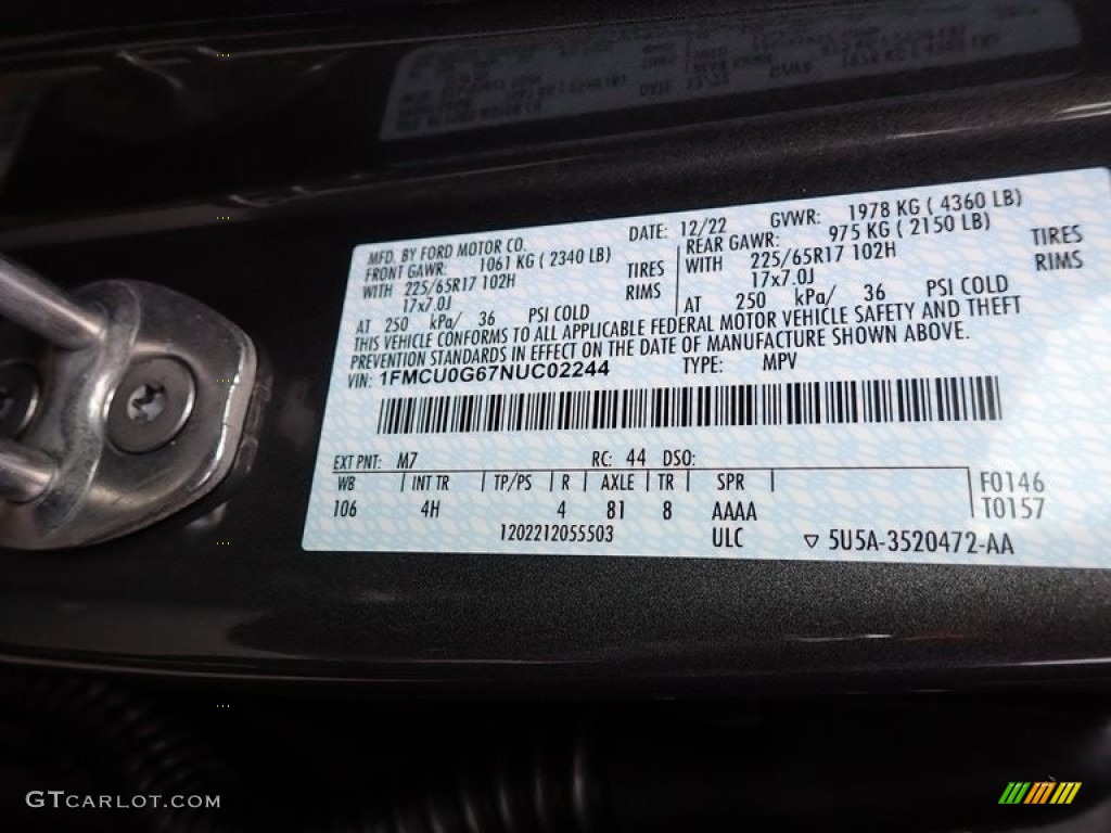 2022 Escape Color Code M7 for Carbonized Gray Photo #145334556