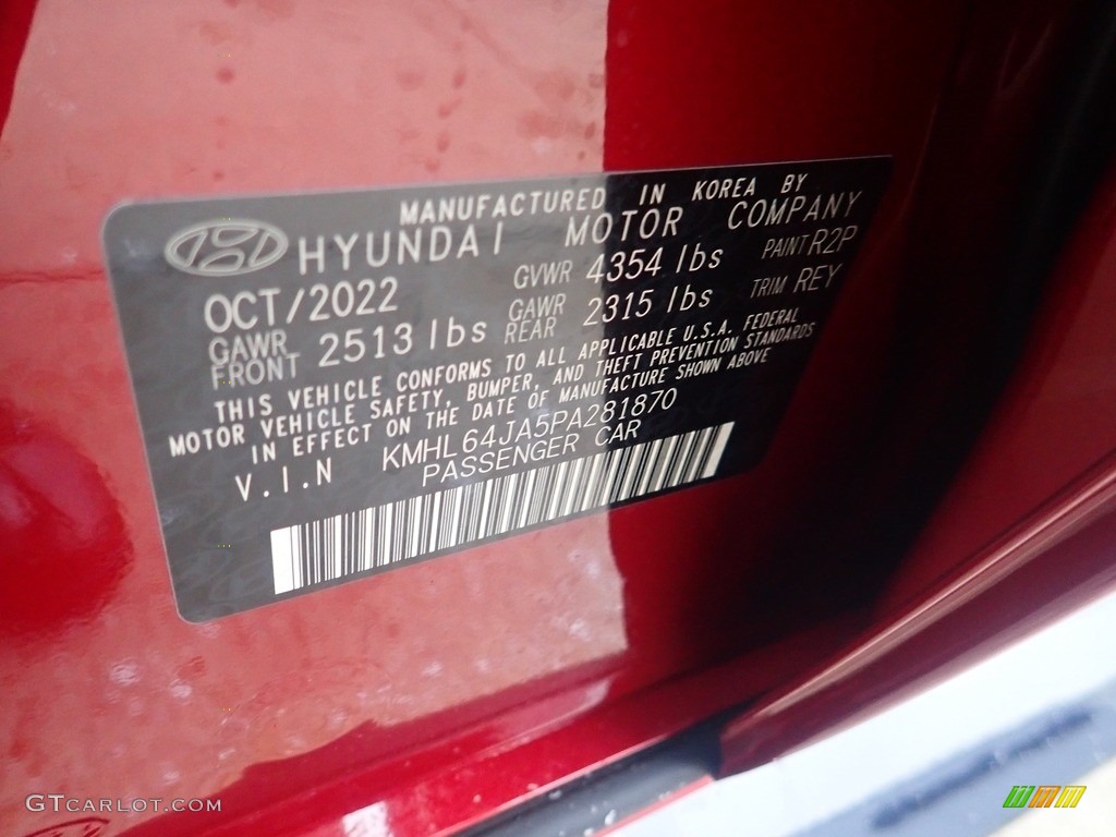 2023 Sonata Color Code R2P for Ultimate Red Photo #145341201