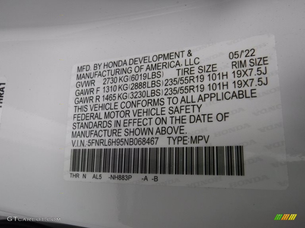 2022 Honda Odyssey Elite Color Code Photos