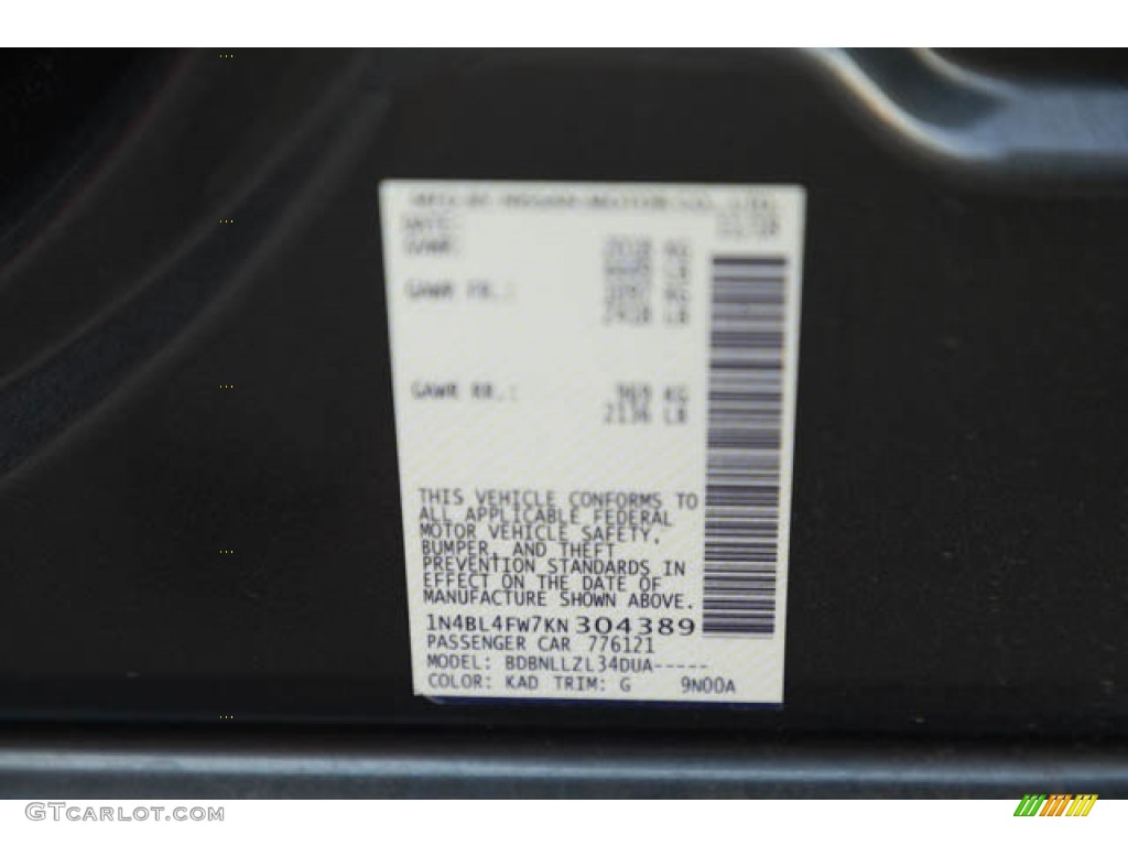 2019 Altima Color Code KAD for Gun Metallic Photo #145345990