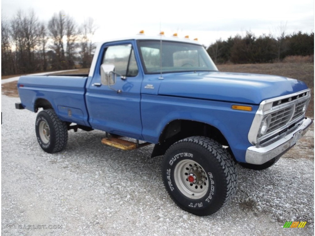 Bahama Blue 1975 Ford F250 Custom Regular Cab Exterior Photo #145352272