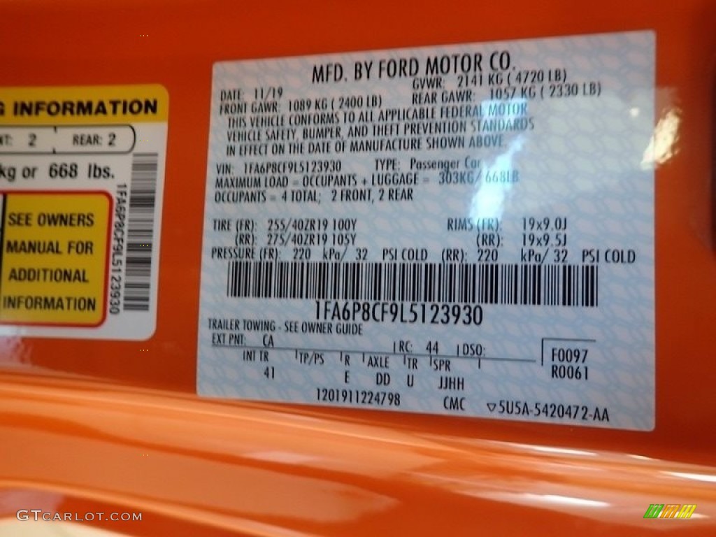 2020 Mustang Color Code CA for Twister Orange Photo #145356351