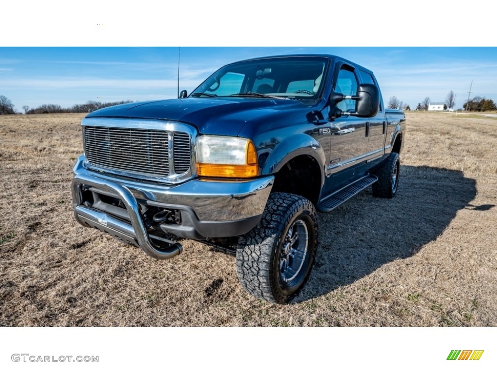 2000 F250 Super Duty XLT Crew Cab 4x4 - Island Blue Metallic / Medium Graphite photo #8