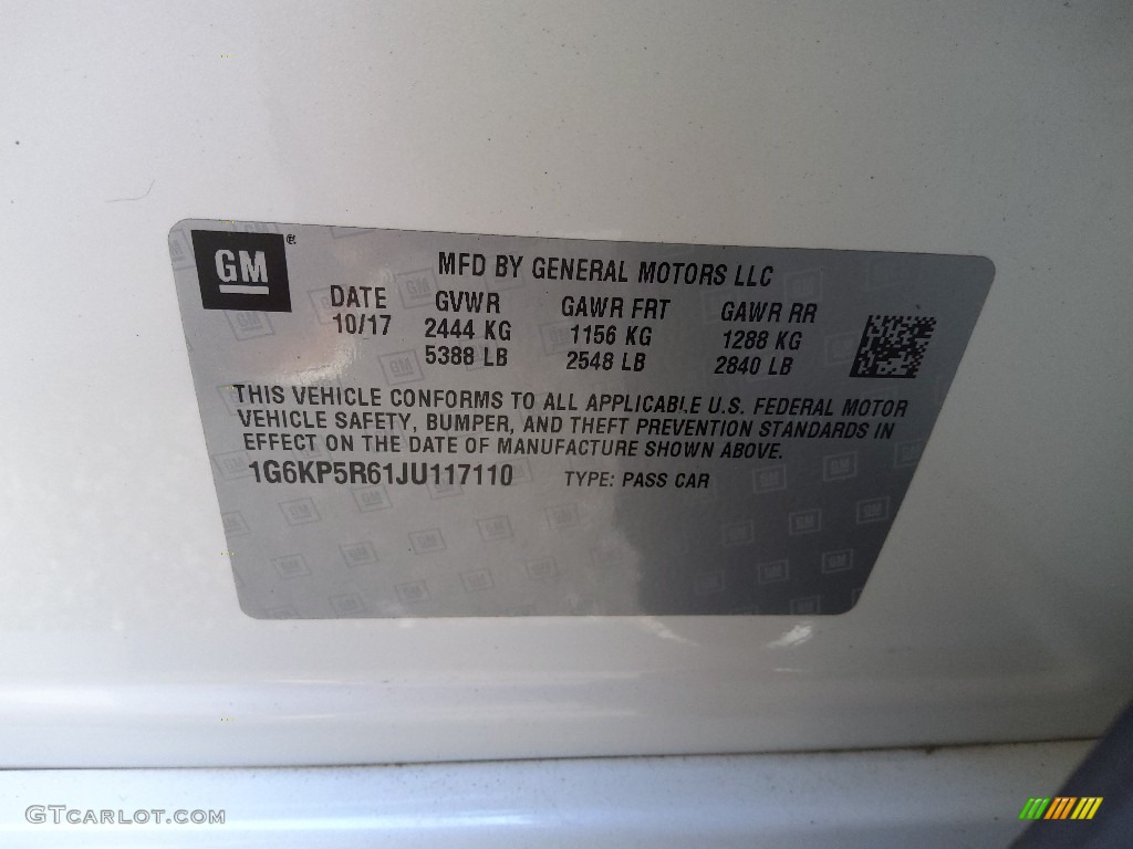 2018 CT6 3.0 Turbo Platinum AWD Sedan - Crystal White Tricoat / Very Light Cashmere photo #37