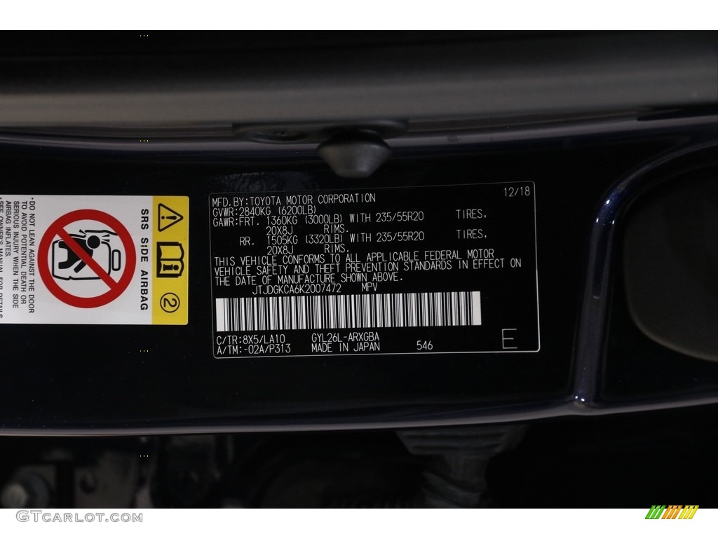 2019 Lexus RX 450hL AWD Color Code Photos