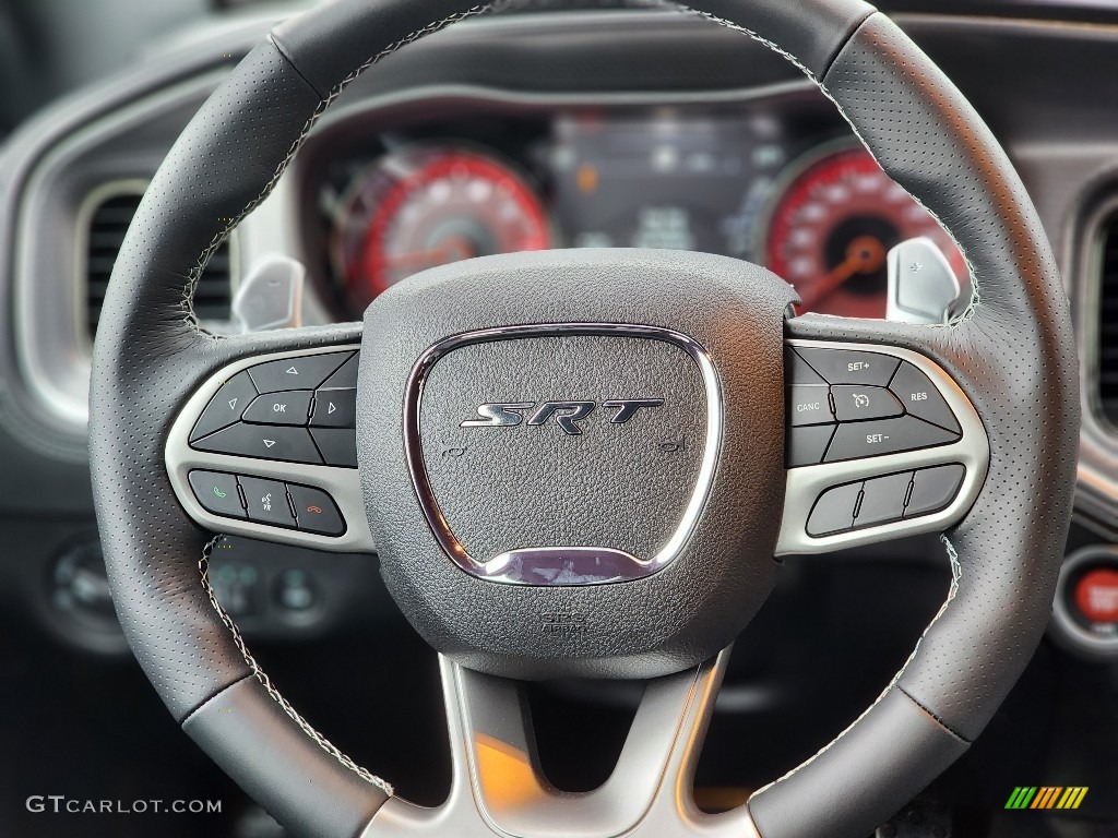 2022 Dodge Charger SRT Hellcat Widebody Black Steering Wheel Photo #145368524