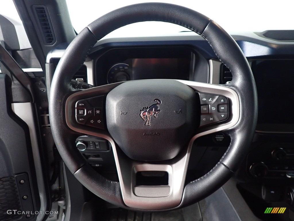 2021 Ford Bronco Outer Banks 4x4 2-Door Space Gray/Navy Pier Steering Wheel Photo #145375957