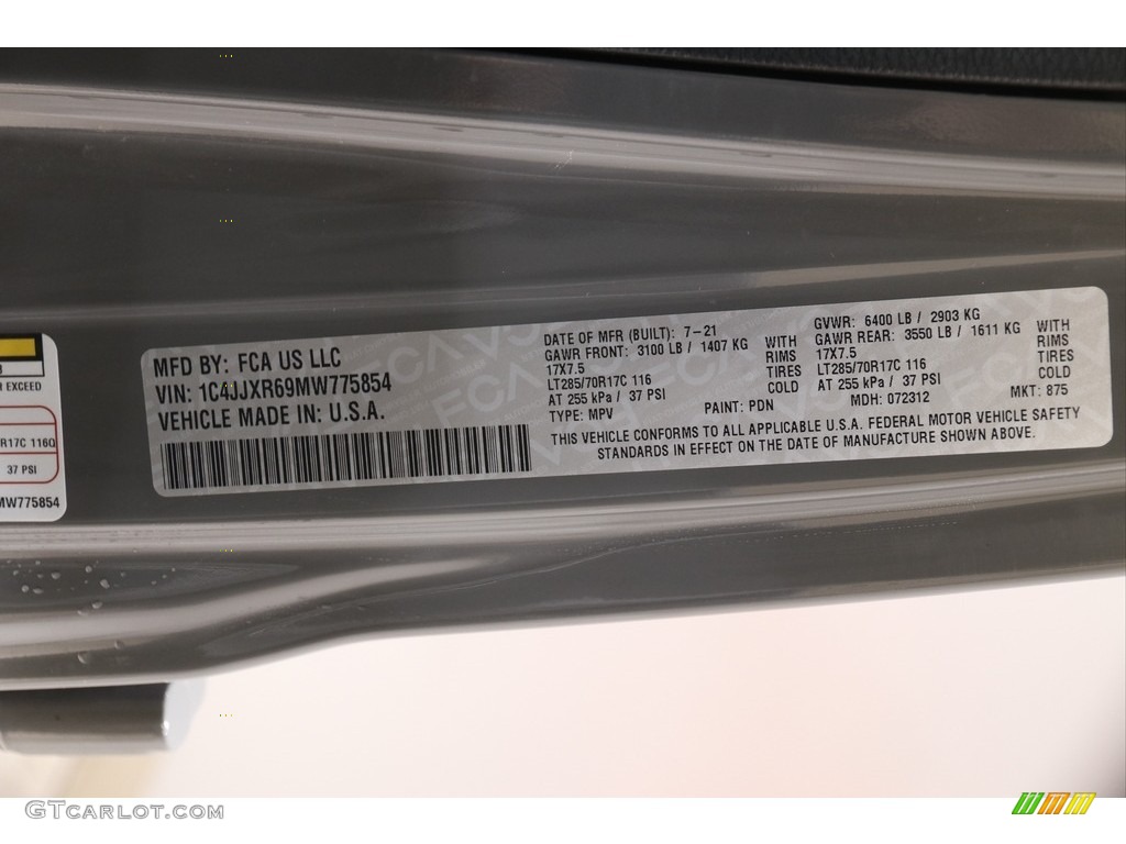2021 Jeep Wrangler Unlimited Rubicon 4xe Hybrid Color Code Photos