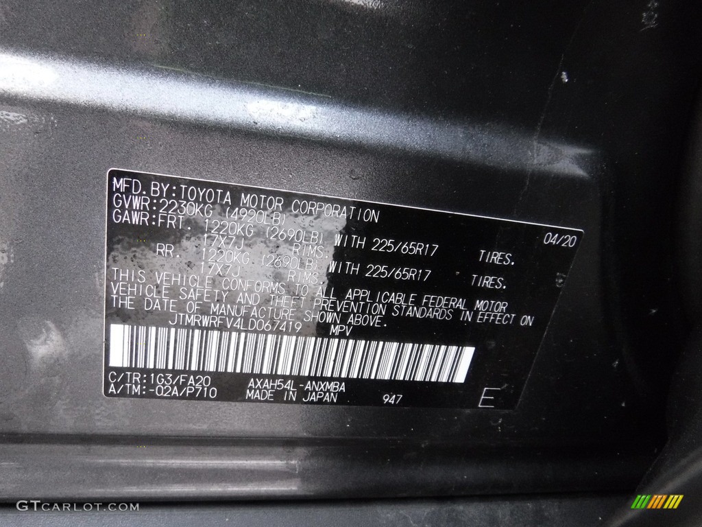 2020 RAV4 Color Code 1G3 for Magnetic Gray Metallic Photo #145382125