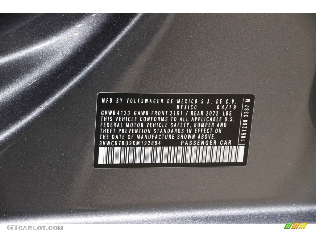 2019 Jetta SE - Platinum Gray Metallic / Titan Black photo #21