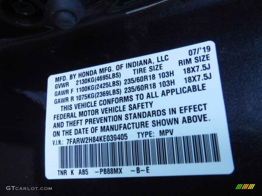 2019 CR-V EX-L AWD - Gunmetal Metallic / Gray photo #34