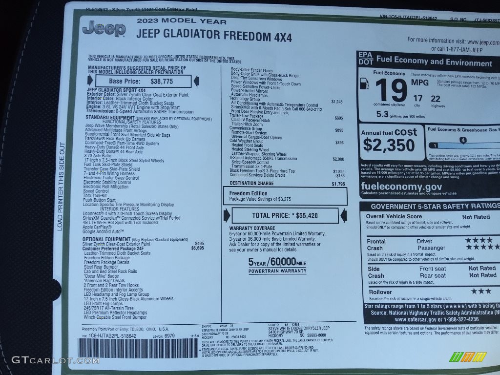 2023 Gladiator Freedom Edition 4x4 - Silver Zynith / Black photo #28