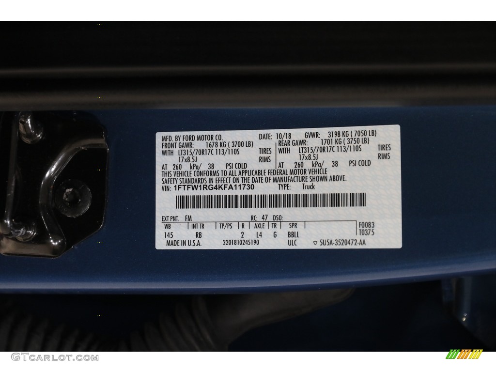 2019 F150 Color Code FM for Performance Blue Photo #145386500