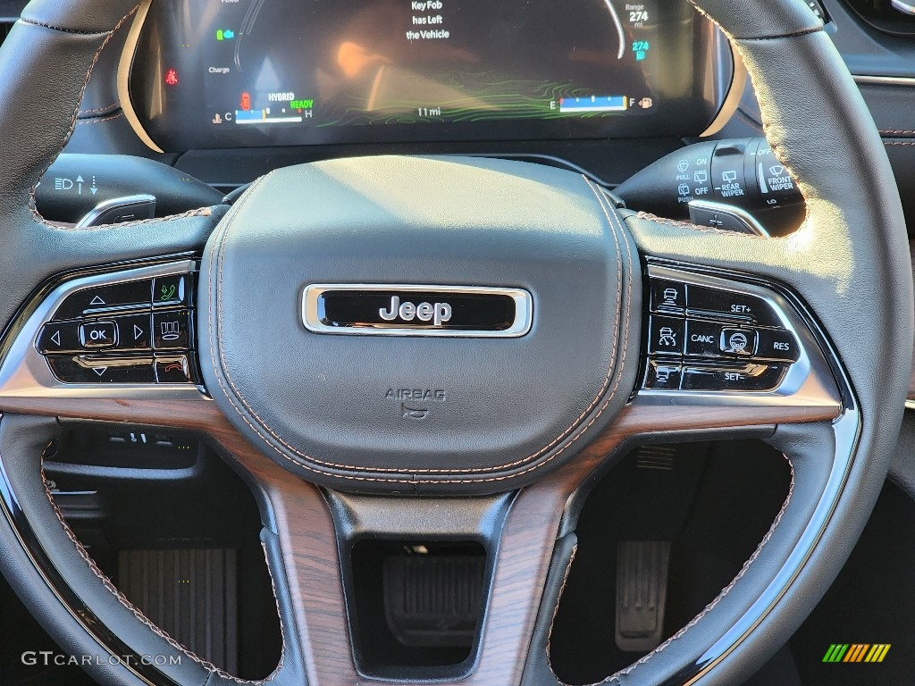 2022 Jeep Grand Cherokee Summit 4XE Hybrid Global Black Steering Wheel Photo #145396410
