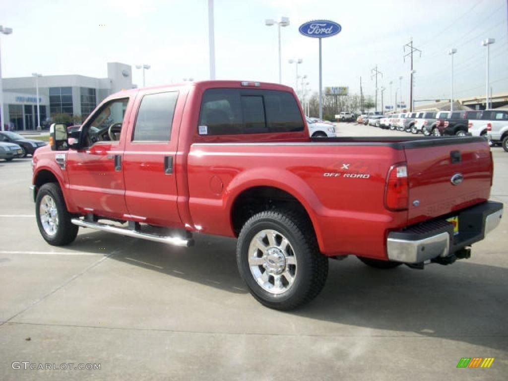 2008 F250 Super Duty Lariat Crew Cab 4x4 - Red / Camel photo #3