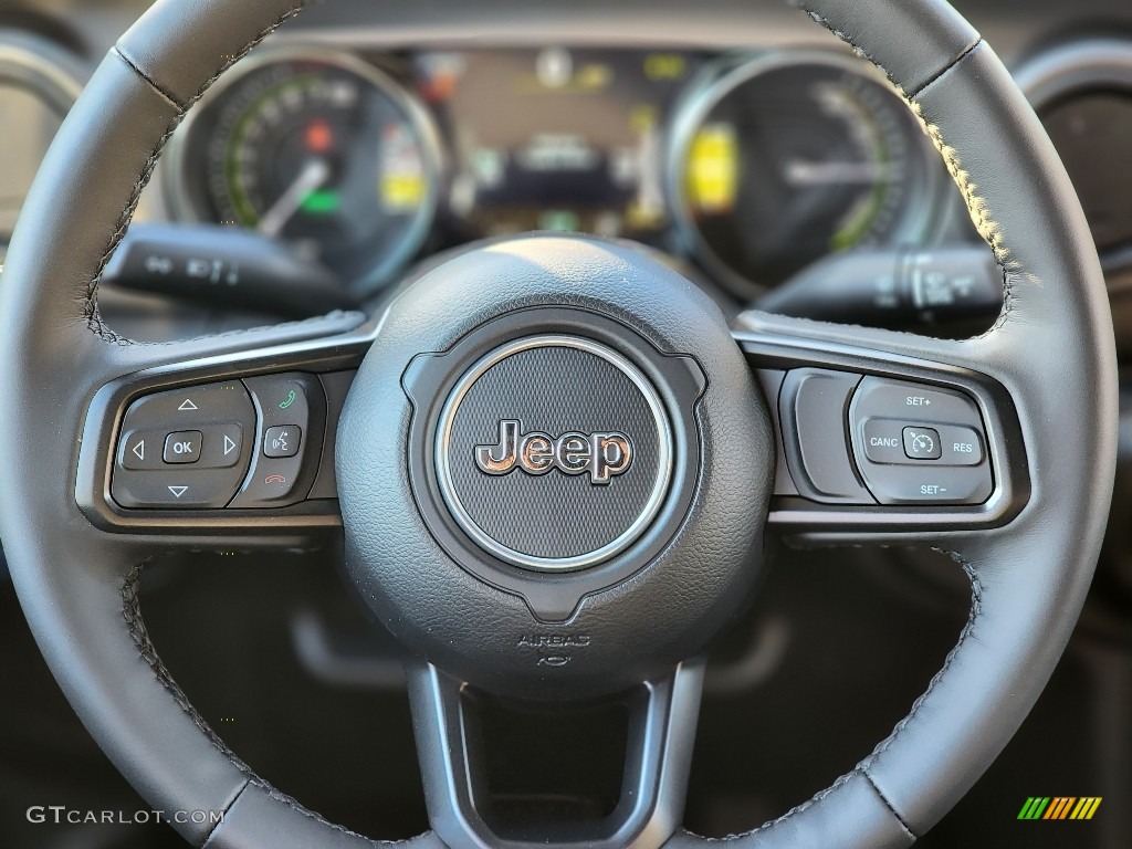 2023 Jeep Wrangler Unlimited Willys 4XE Hybrid Black Steering Wheel Photo #145400959